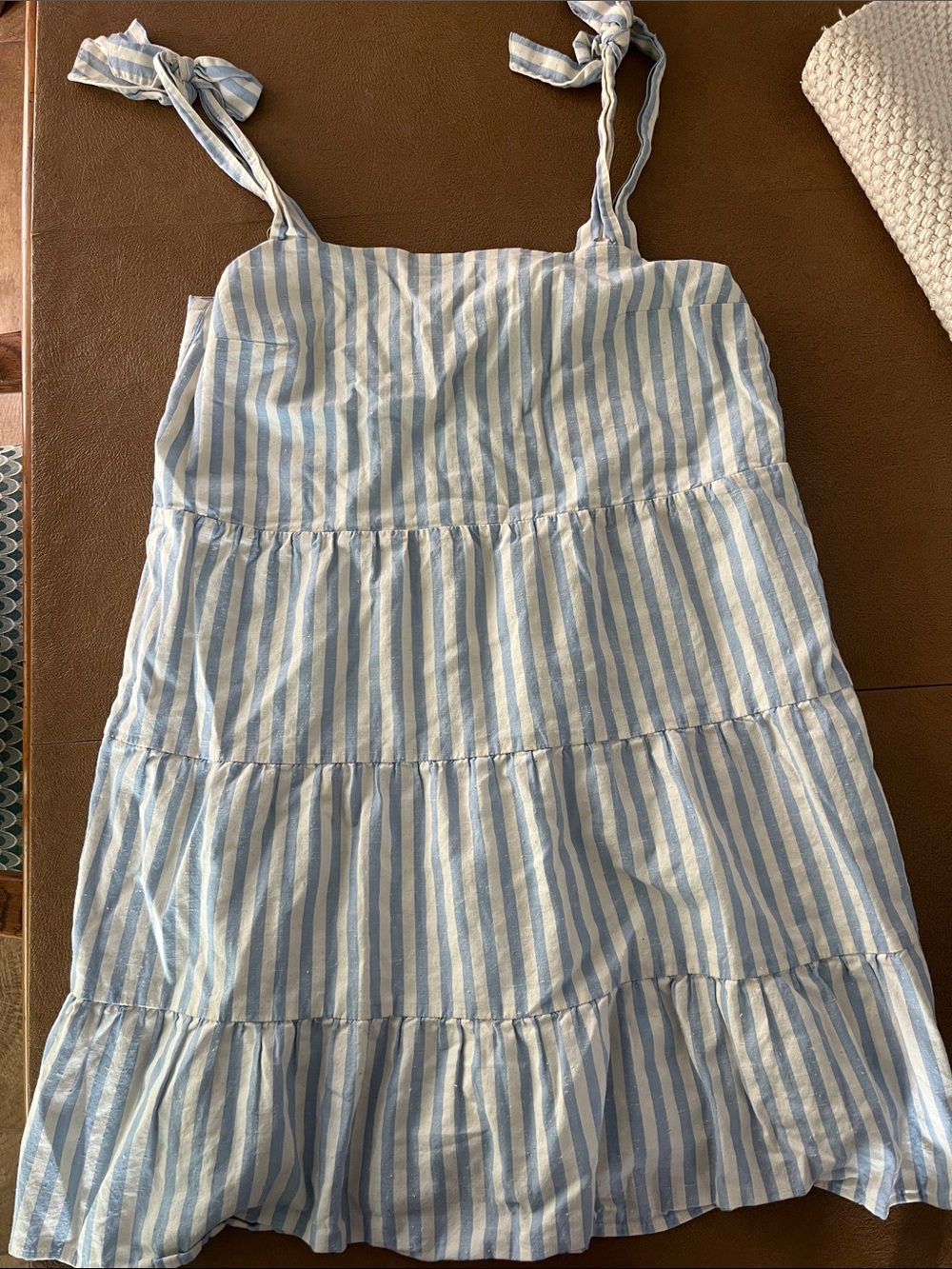 SEZANE PARIS Blue and White Striped Tiered Sundress SZ 36